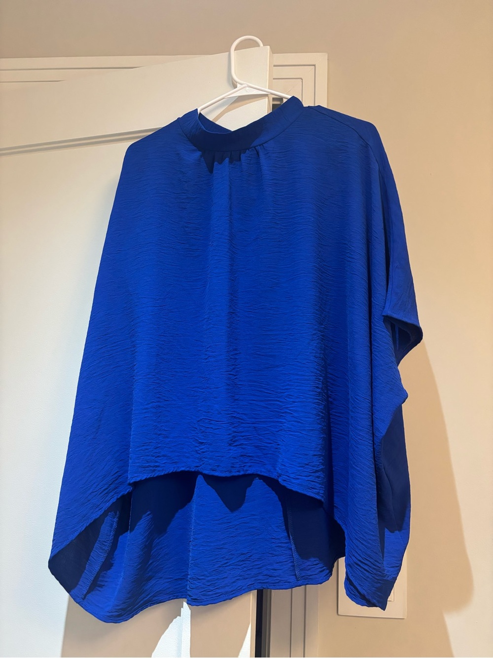 Source Unknown Cobalt Blue Textured Draped Blouse